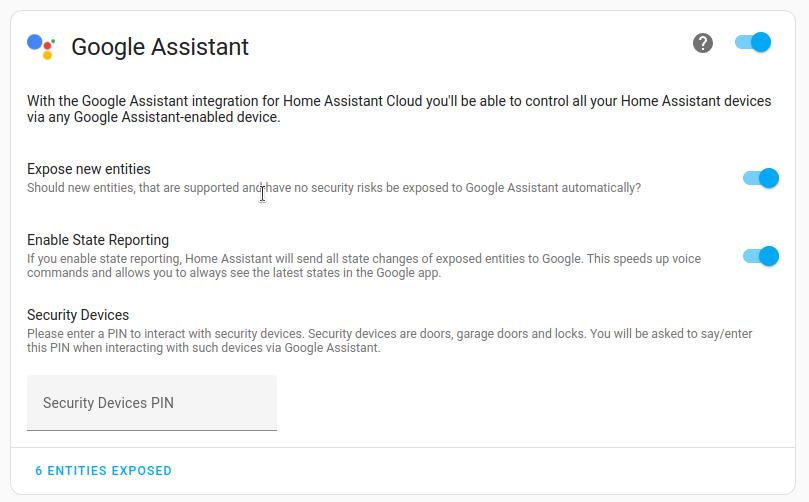 Home Assistant expose devices: secure devices