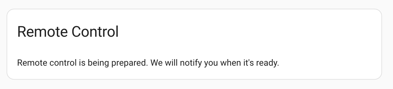 Remote control is being prepared