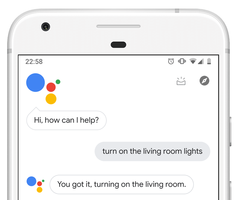 Screenshot showing interaction with Google Assistant